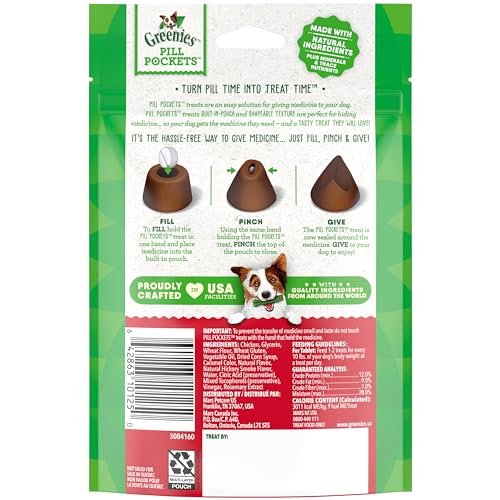 GREENIES PILL POCKETS for Dogs Tablet Size Natural Soft Dog Treats, Hickory Smoke Flavor, 3.2 oz. Pack (30 Treats)