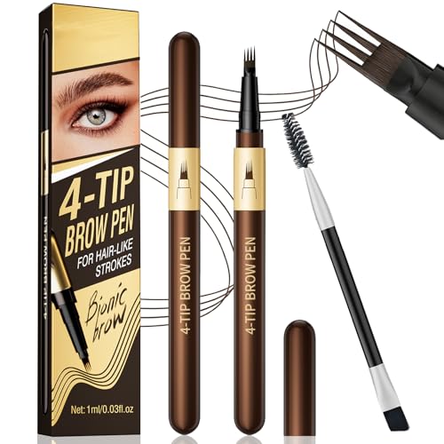 4-Tip Microblading Eyebrow Pen Waterproof Brown