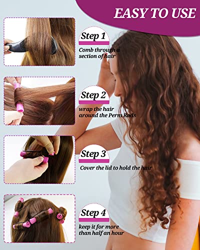 60-Piece Perm Rods Set for Natural Hair - 0.75" Plastic Rollers