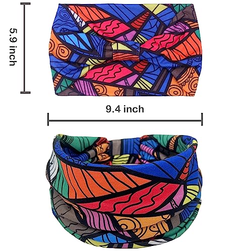 IVARYSS Wide Headbands for Women, Knotted Head Wraps & Turbans, 6 Pack African Style Hair Accessories