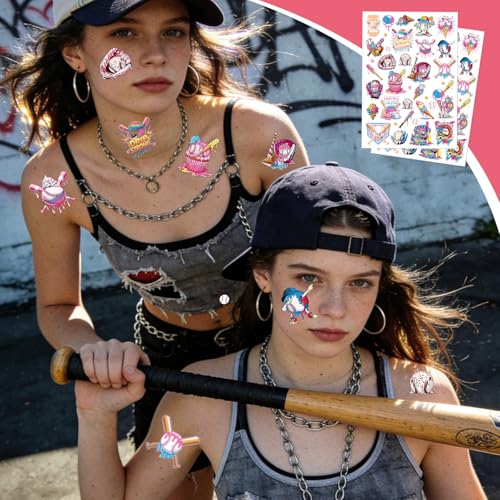 Baseball Drip Temporary Tattoos - 8 Sheets Ice Cream Party