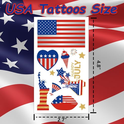4th of July Temporary Tattoos, 120pcs - Patriotic Designs