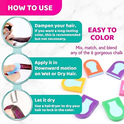 Hair Chalk for Girls, 8 Colors Washable Temporary Dye
