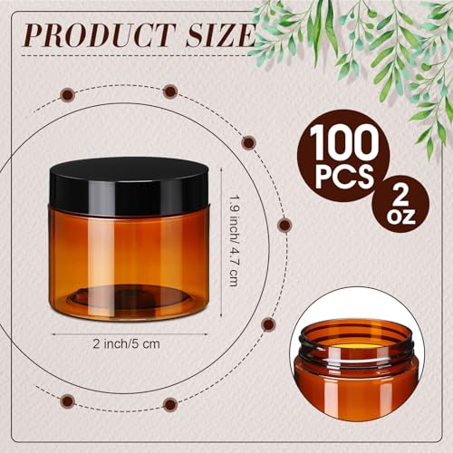 Tanlade 100 Pcs 2 oz Amber Cosmetic Jars - Leakproof Storage