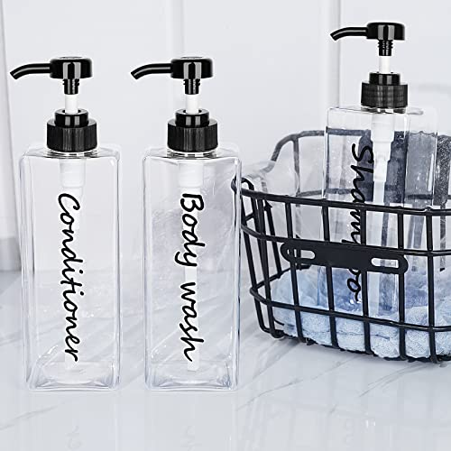 DIDROOM Refillable Shampoo Dispenser Bottles 21oz Set of 3