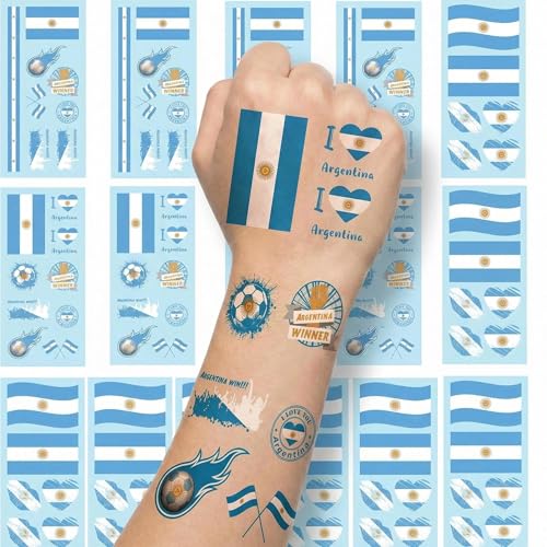 Argentina Flag Face Stickers - 16 Temporary Tattoos for Fans