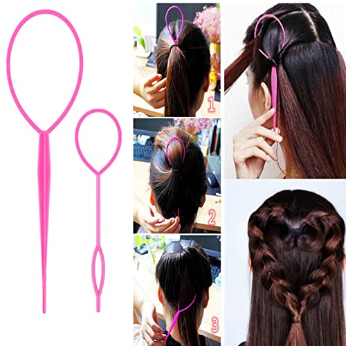 Pink Hair Styling Tools Set with Brushes & Topsy Tail Hair Tools - 8 Pieces