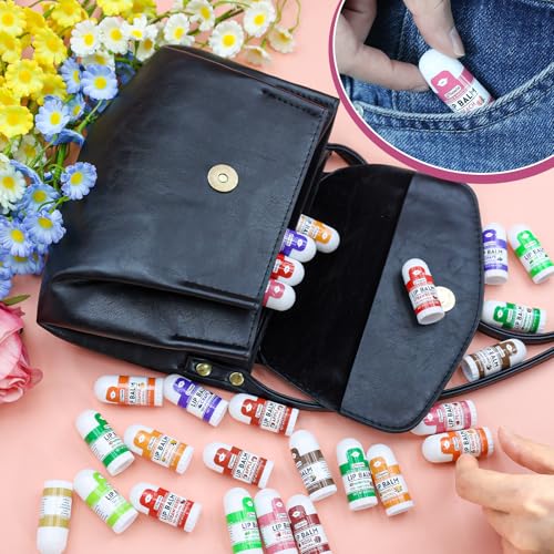 Yopela Mini Lip Balm Bulk 42 Pack, Natural Lip Balms with Vitamin E and Coconut Oil, Moisturizing and Nourishing Dry Cracked Lips,14 Flavors Chap Sticks Small Gift Party Favors for Kids Adults