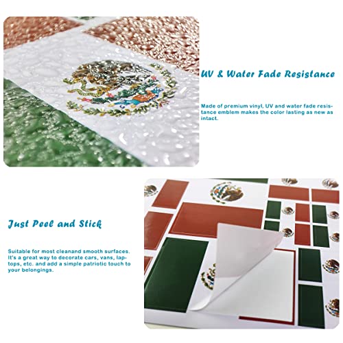 Mexican Flag Stickers - Set of 3 Vinyl Decals, 11.7x8.3in