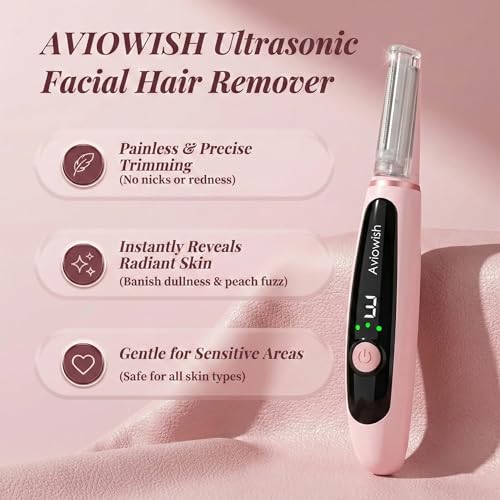 Sonic Dermaplaning Razor for Women face ? Beginner-Safe & Sensitive Skin Friendly, Controlled Exfoliation to Remove Peach Fuzz & Dull Skin ? 3 Precision Speeds ? 12 Blades&LED Light