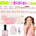 Jsiallye 96pcs Press On Nails Set for Kids - Cute French Tips
