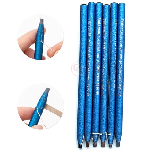 5pcs Tattoo Makeup And Microblading Supplies Waterproof Permanent Makeup Eyebrow Pencils Long Lasting Microblading Eye Brow Pencil for PMU Eye Brow Liner Beauty (Blue Paper-Medium Brown Core)