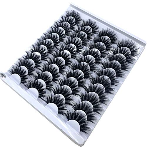 20 Pairs 25mm 3D Mink Lashes Bulk - Wispy Natural False Eyelashes