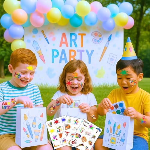 96 Piece Pre-Cut Temporary Tattoos for Kids - Art Party Favors