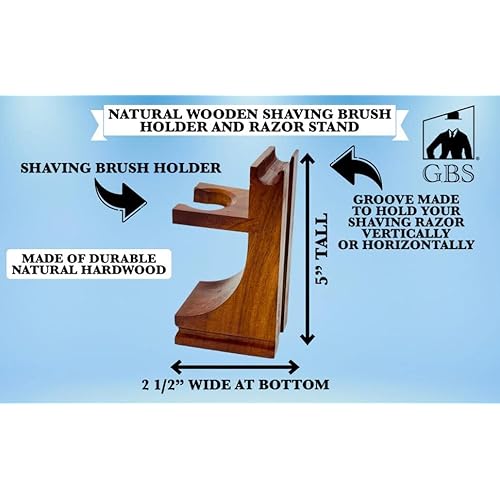 G.B.S GENTS Men's Classic Wooden Shaving Set Shaving Brush with Wooden Stand And 3.5 Inches Diameter Shaving Soap Bowl