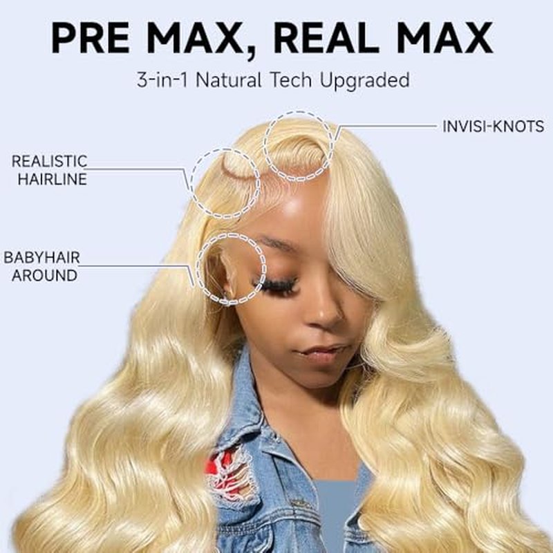 22 Inch Blonde Lace Front Wig 613 13x6 HD Human Hair