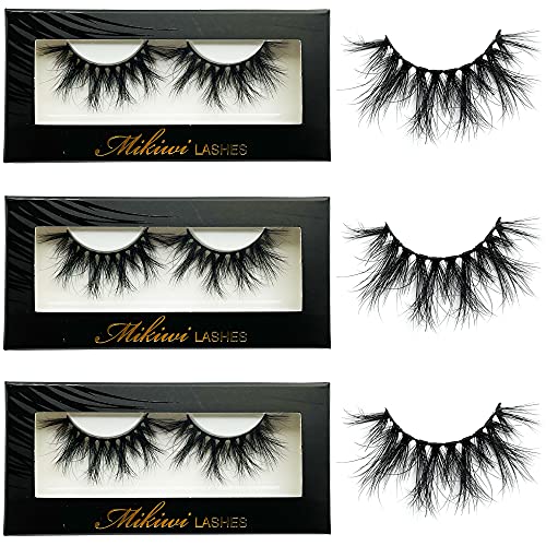 Mink Lashes Mikiwi Eyelashes, 5D Mink Eyelashes, Super Fluffy Long Dramatic Lashes, Thick HandMade Full Strip Lashes, Cruelty-Free Lashes 20-22MM