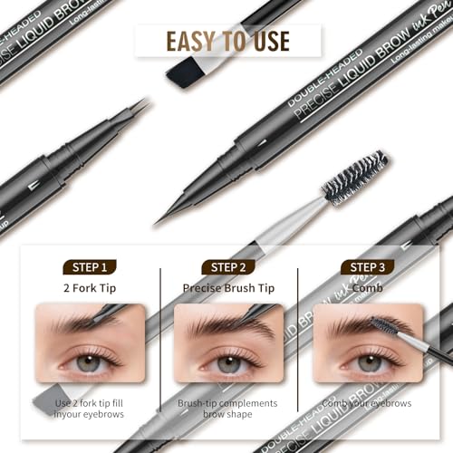 Double-Ended Microblading Eyebrow Pencil - Waterproof Hair-Like Brows