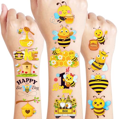 96 PCS Yellow Bee Temporary Tattoos for Kids