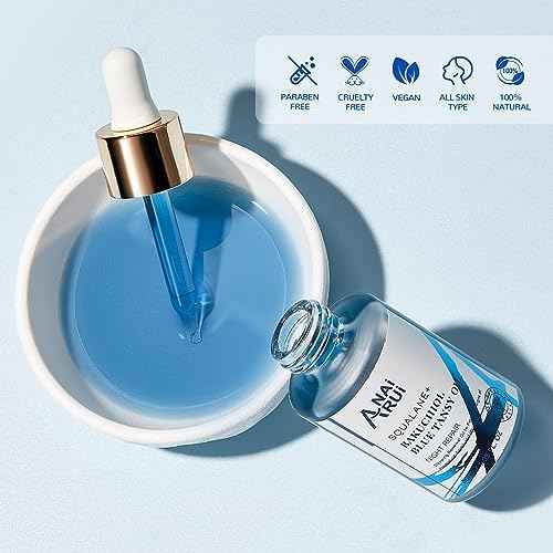 ANAI RUI Bakuchiol Blue Tansy Night-Repair Facial Oil Natural Retinol Alternative + Squalane Jojoba, for Deep Wrinkles & Fine Lines Soothing,Calm & Soothe Redness,Hydrating, Balancing, 1 FL.OZ