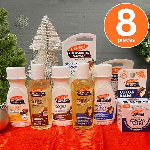 Palmer's Coconut Oil, Shea Butter, Cocoa Butter Formula Mini Easter Basket Stuffers (8 Piece bundle) - Moisturizing Body Oil, Body Lotion, Cocoa Balm, Swivel Stick & Lip Balm, Hydrating Skin Care