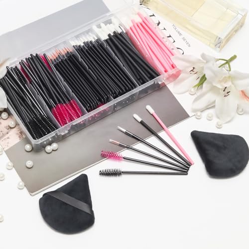 308 Pcs Disposable Makeup Applicator Kit - Triangle Puffs, Wands & Brushes
