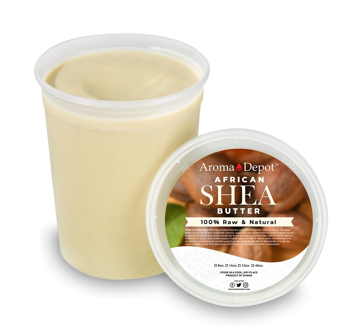 Raw African Shea Butter 32 oz Ivory/White Grade A 100% Pure Natural Unrefined Fresh Moisturizing, Ideal for Dry and Cracked Skin. It can be used in Body, Hair and Face.