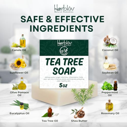 Tea Tree Soap ? Natural Defense Tea Tree Oil Soap Bar for Face & Body ? Remedy Fights Acne, Skin Irritation, and Prevents Breakouts ? Deeply Cleansing, Hydrating Cleanser for Calm, Fresh Skin
