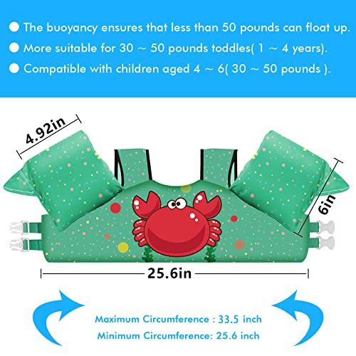 Chriffer Kids Swim Vest Life Jacket for 22-66 Pounds Boys and Girls, Toddler Floaties with Shoulder Harness Arm Wings for 2,3,4,5,6,7 Years Old Baby