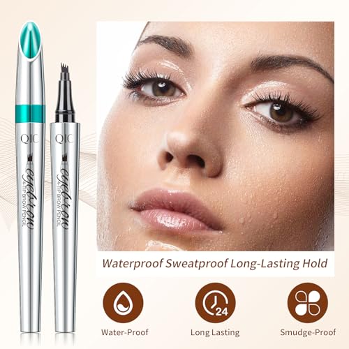 QIC 4-Tip Microblading Eyebrow Pencil Waterproof Dark Brown