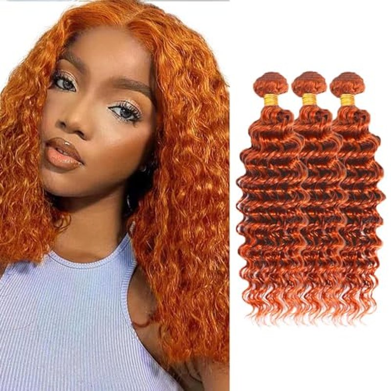 350 Ginger Deep Wave Human Hair Bundles 20 22 24 inch