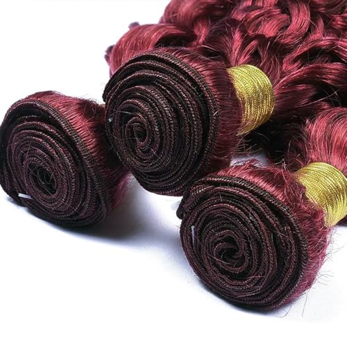 Burgundy Water Wave Human Hair Bundles 18-22 Inch