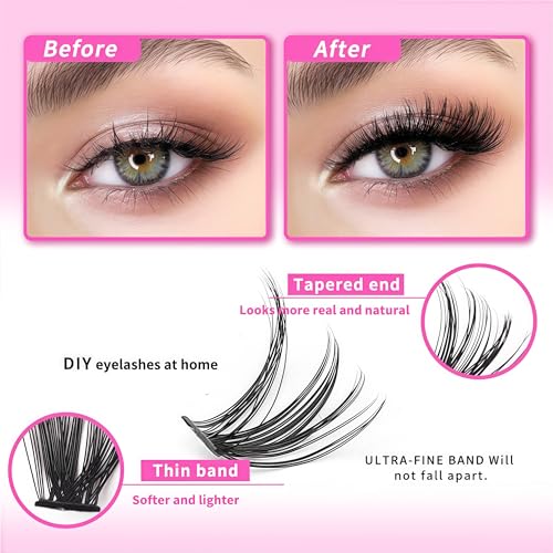 Manga Lash Clusters kit 800 PCS Fluffy Volume Lash Clusters Natural Eyelash Extensions Kit Wispy 9-16mm Individual Lash Extensions Beginner friendly At Home Lash Extensions