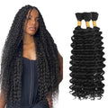 #1B Deep Wave Human Hair Braiding Bundles 28 Inch 150g