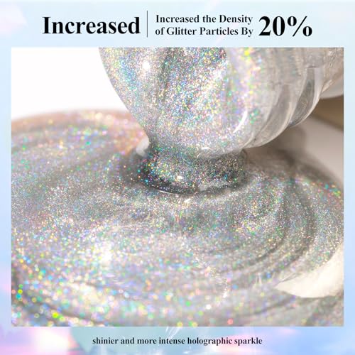 Iridescent Holographic Nail Polish 12ML*4Colors Silver Pink Red Green Nail Polish Fast Drying