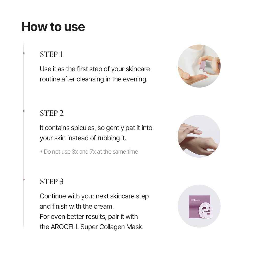 AROCELL Super Shot Coltra Ampoule 3X 30ml/1.01 Fl Oz – Korean Collagen Ampoule for Hydrating, Moisturizing, Elasticity Boosting, Pore Care, Wrinkle Care, Lightweight Non Sticky Fast Absorbing Serum