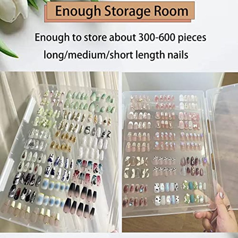 GUXACU Press-On Nail Storage Box - 600 Capacity Organizer