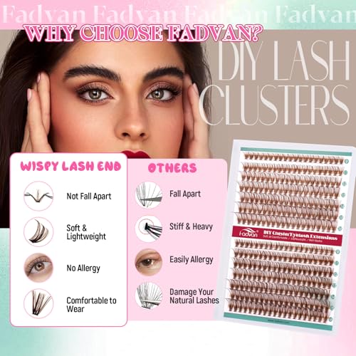 Brown Lash Clusters 280PCS - 30D+40D Volume Wispy Eyelash Extensions