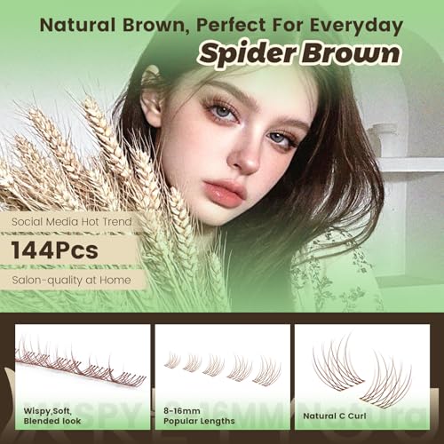 Brown Lashes C Curl 8-16mm Natural Wispy for Daily Wear