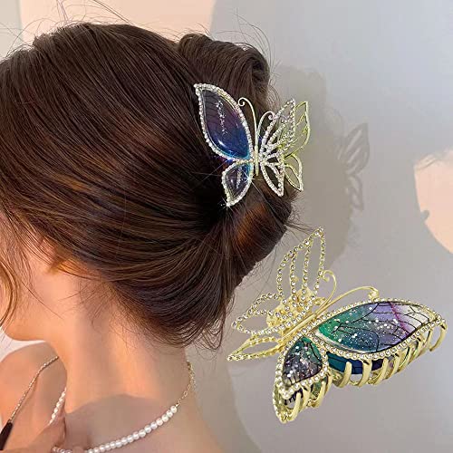 Flower Hair Claw Clips for Women Non-Slip Metal Butterfly Mermaid Hair Clips Strong Hold Hair Jaw Clip Hair Claws Headwear Styling for Women Girls