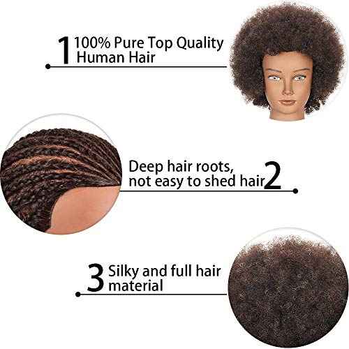 Mannequin Head with 100% Human Hair - Afro Style for Braiding & Styling Practice