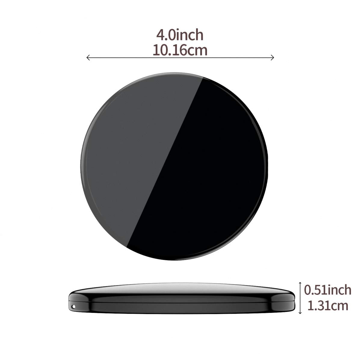 Gospire 4" Ultra-Thin Pocket Makeup Mirror for Travel, 1X/10X Double Sided Magnifying Portable Compact Handbag Handheld Round Foldable Cosmetic Mirror for Women (Black)