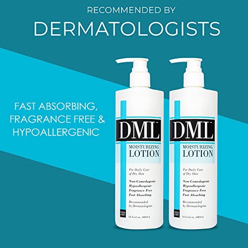 DML Moisturizing Lotion- Hydrating Hand and Body Moisturizer / Hypoallergenic Body Lotion for Dry and Cracked Skin / Gentle, Unscented Moisturizing Lotion Great for Men and Women / 16 oz (Pack of 2)