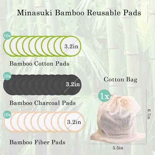 Reusable Makeup Remover Pads - 30 Packs Soft & Washable Bamboo Cotton Rounds, Reusable Face Pads for Skincare & Cleansing, Cotton Rounds with Mesh Bag for Storage