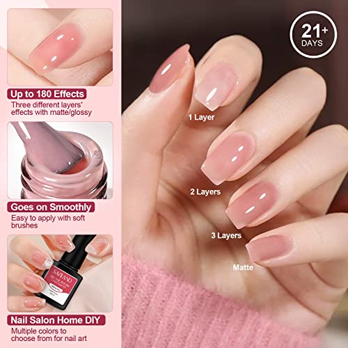 SAVILAND 33PCS Gel Nail Polish Set, Nudes Brown Pink Christmas Colors Gel Polish Set Soak Off U V LED Gel with Base & Glossy/Matte Top Gel Nail Supplies Nail Art Starter Kit Holiday Gifts for Women