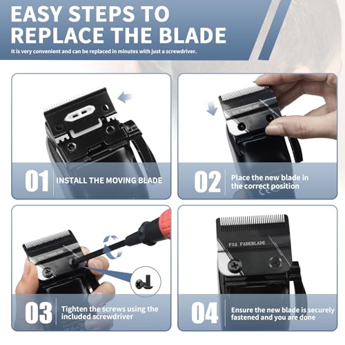 F32 Professional Fadeout Blade, High Precision Zero Adjustable Replacement Blades,Compatible with Wahl 5 Star Vapor Clipper (2 Packs)