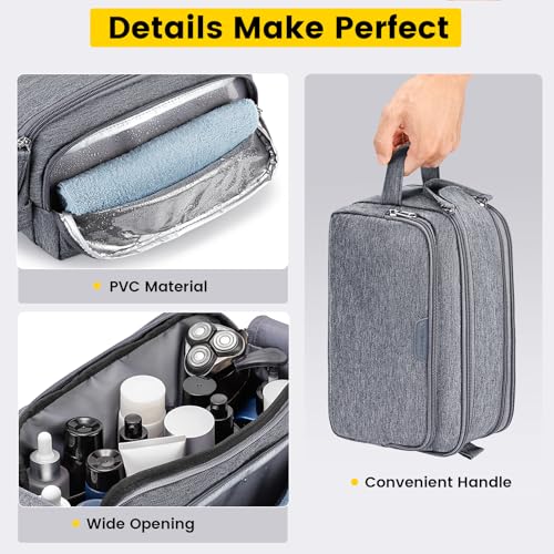 Vorspack Grey Large Travel Toiletry Bag with Organized Compartments