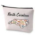 BLUPARK North Carolina Map Cosmetic Bag - Travel Makeup Bag Gift For Someone Moving