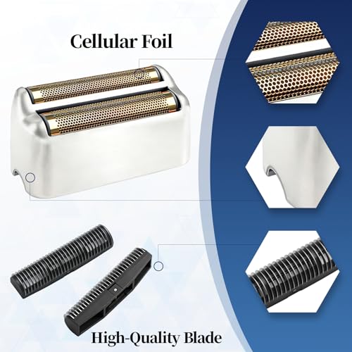2 Pack Shaver Replacement Foil and Cutters Compatible with BaBylissPRO Double FXFS2 Metal Shaver foil Replacement,Silver