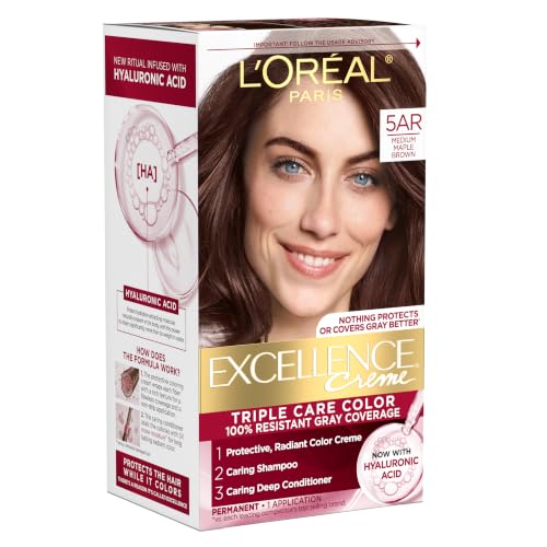 L'Oreal Paris Excellence Crème Permanent Hair Dye 5AR Medium Maple Brown 1 Kit